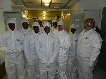 Latin School students in cleanroom