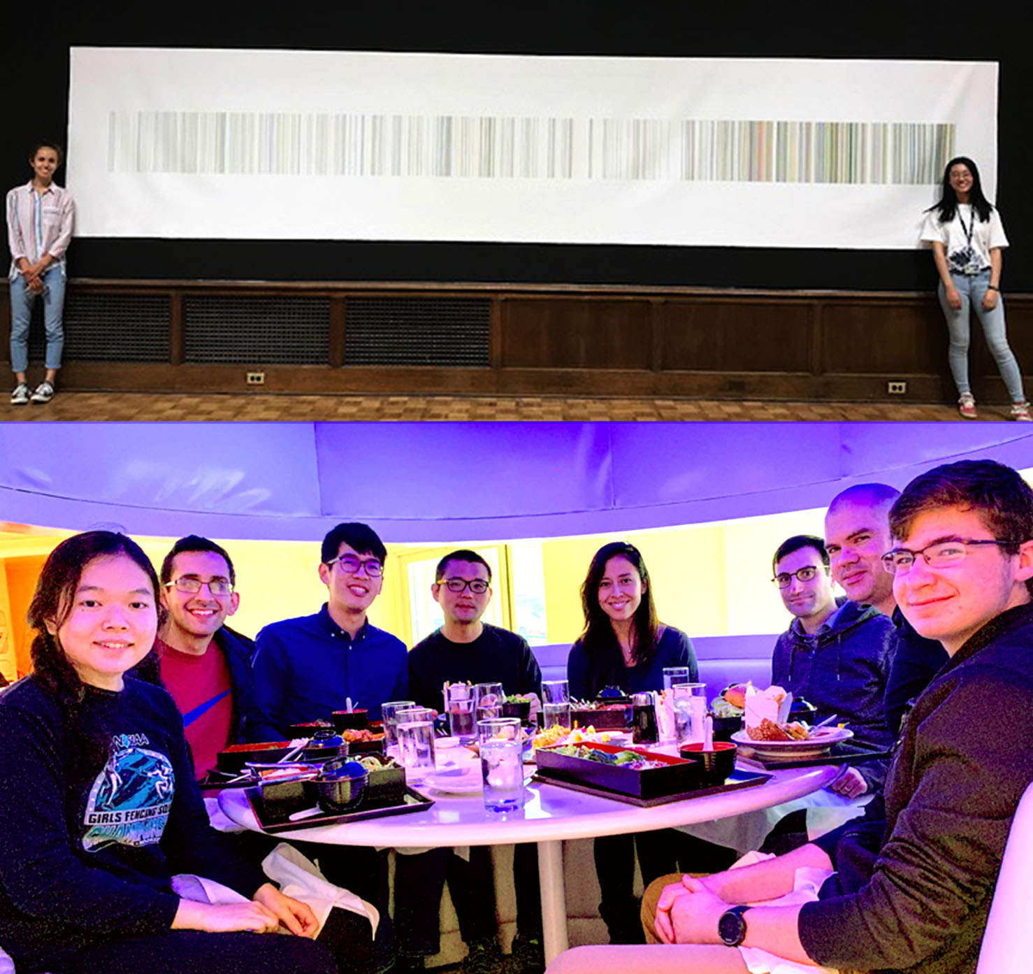 Upper Photo: Hammer lab summer high school students Amélie Lemay (left) and Allison Zhang (right). Lower Photo: Good lab summer high school students Michelle Tong (far left) and Jake Becker (far right)